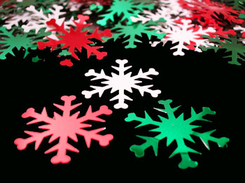 Snowflake Confetti, Red, White and Green